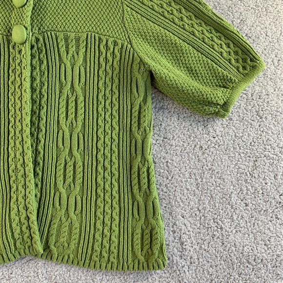 Vintage Style & Co Cardigan Sweater Womens Large Cable Knit Peasant Green NEW - Picture 5 of 12